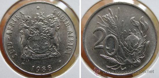 Moedas antigas de &Aacute;frica: SUDAFRICA 20 CENTS 1988  --- SOUTH AFRICA
