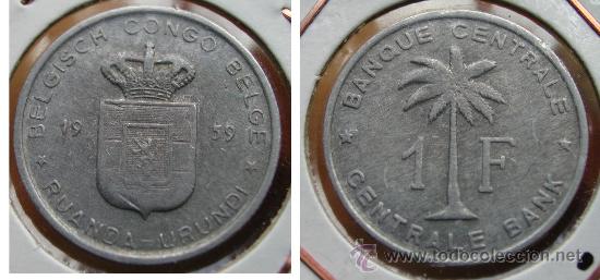 Old Coins of Africa: RUANDA URUNDI - CONGO BELGA 1 FRANC 1959