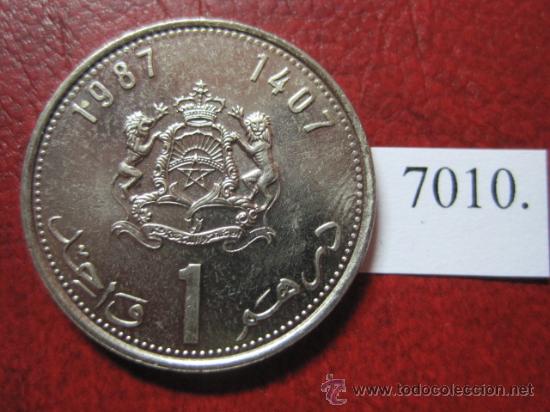 Monedas antiguas de &Aacute;frica: Marruecos , 1  dirham  1987 / 1407  ,  dirhem - Foto 2