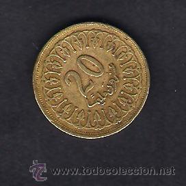 Old Coins of Africa: MONEDA DE TUNEZ ** 20 MILLIM **  A&Ntilde;O 1997 - CIRCULADA