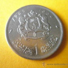 Monedas antiguas de África: AFRICA-MONEDA DE MARRUECOS-1 DIRHAM-1965/1384-24 MM.D-.