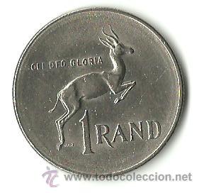 Monete antiche di Africa: moneda1 rand republica de sudafrica a&ntilde;o 1977
