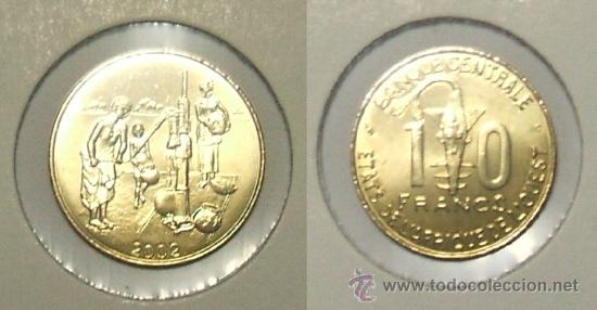 Old Coins of Africa: KM# 10 - Estados de Africa Occidental - 10 Francos - 2002 - (Sin circular).