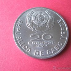 Monedas antiguas de África: =Aª MONEDA-REPUBLICA DE CABO VERDE-20 ESCUDOS-1977-DOMINDO RAMOS-BUEN ESTADO.