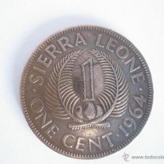 Monedas antiguas de África: MONEDA-SIERRA LEONA-ONE CENT-SIR MILTON MARGAL-1964-COBRE-26 MM.D-