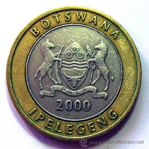 Old Coins of Africa: MONEDAS DEL MUNDO .BOTSWANA. 5 PULA 2000 . BIMETALICA