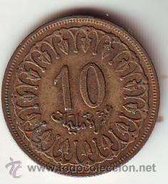 Old Coins of Africa: TUNEZ 10 MILLIM 1960.MBC.VER FOTO ADICIONAL.(181).
