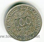 Monete antiche di Africa: CIEN (100) FRANCOS BANCO CENTRAL AFRICA DEL OESTE A&Ntilde;O 1975 EXCELENTE