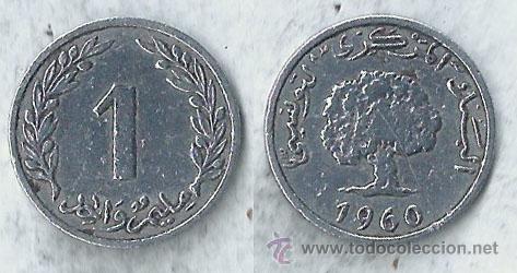 Old Coins of Africa: TUNEZ - 1 millim 1960 - KM# 280