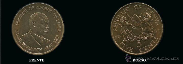 Monnaies anciennes d'Afrique: REPUBLIC OF KENYA. 5 CENTS. 1987.