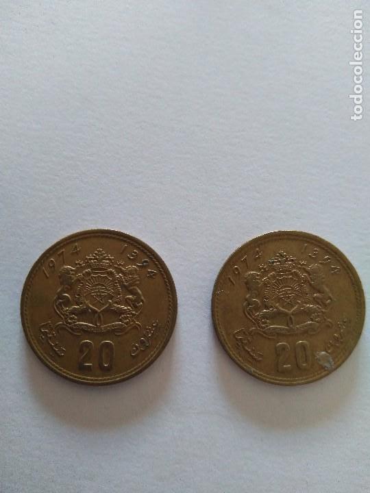 Monedas antiguas de &Aacute;frica: 2 MONEDA 20 DIRHAM MARRUECOS - Foto 1