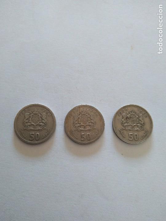 Monedas antiguas de &Aacute;frica: 3 MONEDA 50 DIRHAM MARRUECOS - Foto 1