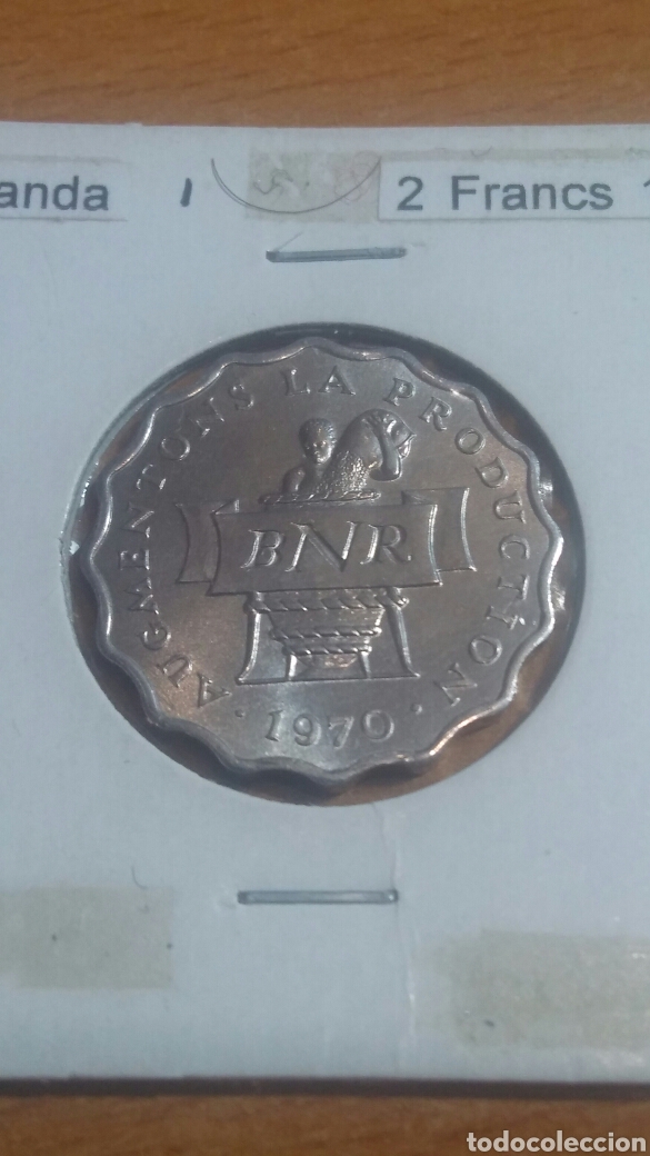 Monedas antiguas de &Aacute;frica: Ruanda 2 francos 1970 sc - Foto 1