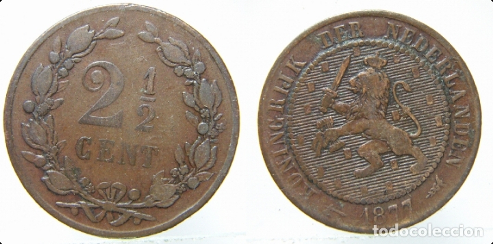 Monedas antiguas de &Aacute;frica: MONEDA DE HOLANDA  2 1/2 CENTIMOS 1877 - Foto 1