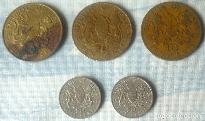 Monedas antiguas de &Aacute;frica: LOTE DE 5 MONEDAS DE KENYA - Foto 1