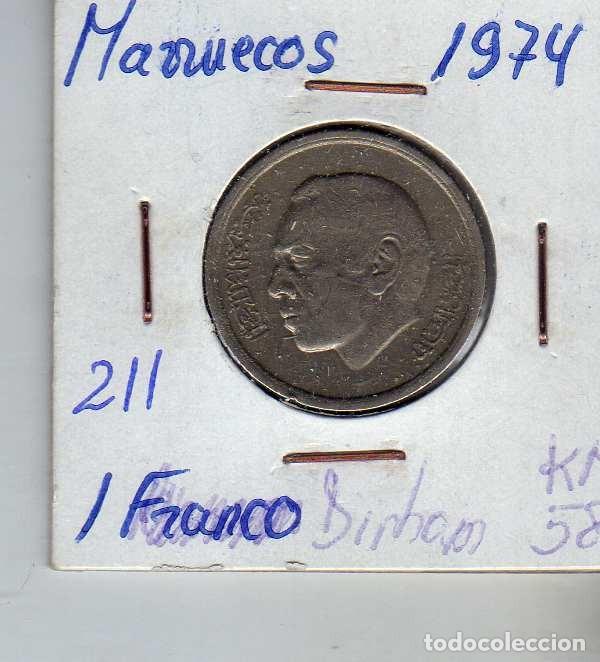 Monedas antiguas de &Aacute;frica: MARRUECOS 1 DIRHAM 1974 - Foto 1