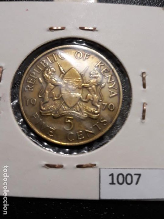 Monedas antiguas de &Aacute;frica: Kenya 5 c&eacute;ntimos 1970 - Foto 2