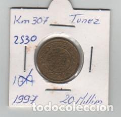 Monnaies anciennes d'Afrique: MONEDA TUNEZ 20 MILLIM 1997
