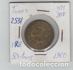 Monnaies anciennes d'Afrique: MONEDA TUNEZ 50 MILLIM 1960