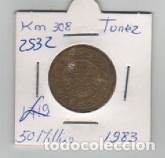 Monnaies anciennes d'Afrique: MONEDA TUNEZ 50 MILLIM 1983