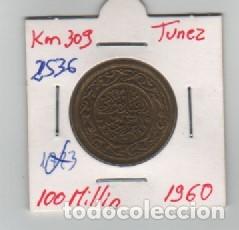 Monnaies anciennes d'Afrique: MONEDA TUNEZ 100 MILLIM 1960