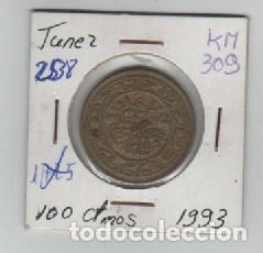 Monnaies anciennes d'Afrique: MONEDA TUNEZ 100 MILLIM 1993