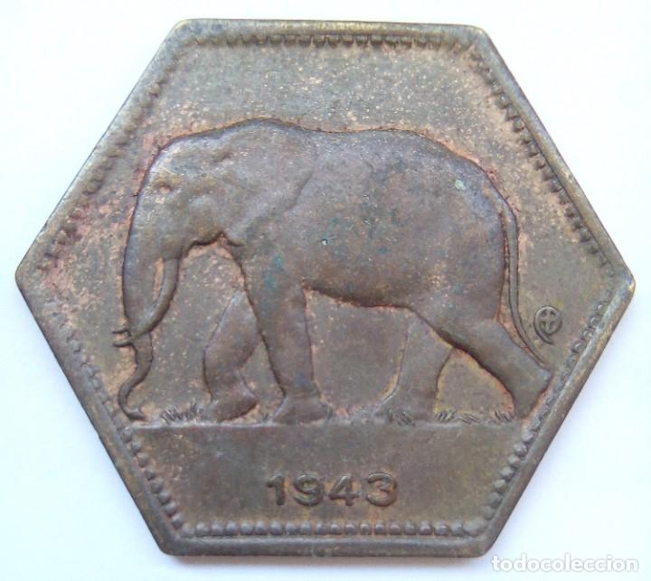 Alte M&uuml;nzen aus Afrika: ZC - CONGO BELGA - 2 FRANCOS - 1943 - KM 25