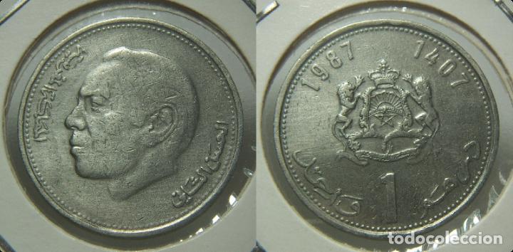 Monedas antiguas de &Aacute;frica: MONEDA DE MARRUECOS 1 DIRHAM 1987-1407 - Foto 1