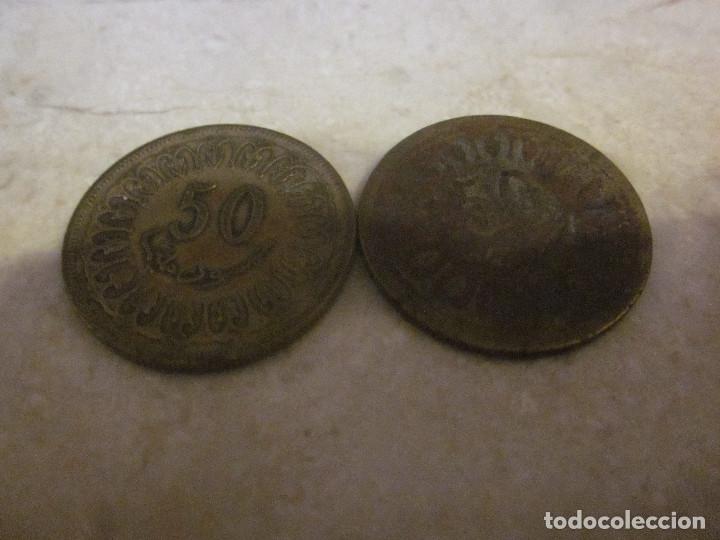 Alte M&uuml;nzen aus Afrika: 2 MONEDAS 50 MILLIMES TUNEZ