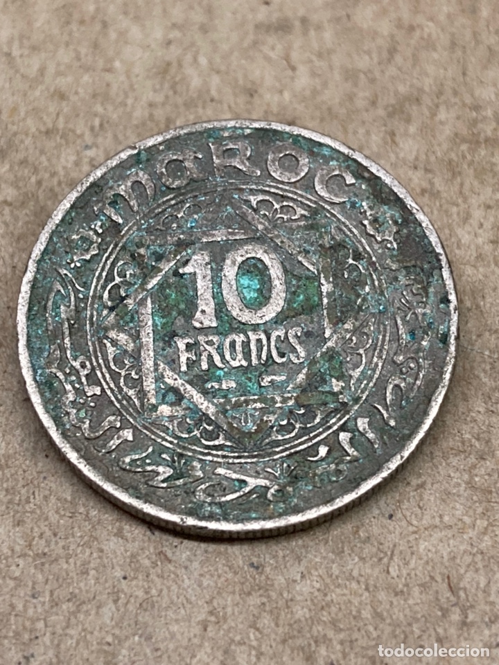 Monedas antiguas de &Aacute;frica: Moneda diez c&eacute;ntimos maroco 1366 - Foto 2