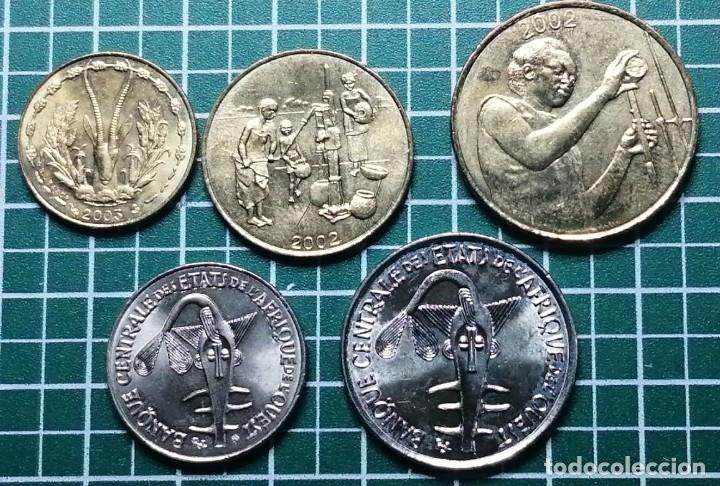 Monete antiche di Africa: ESTADOS DEL AFRICA OCCIDENTAL-2002-2003) 5,10,25,50,100, CFA FRANC