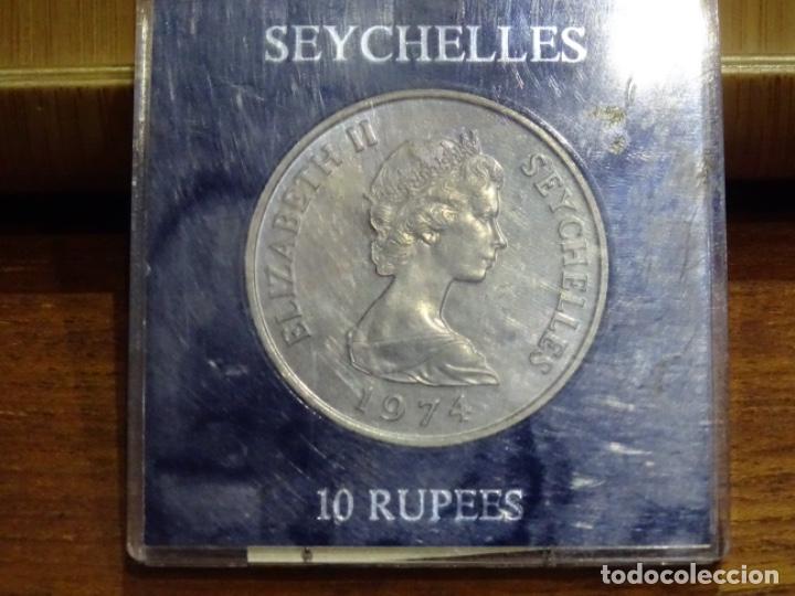 Monedas antiguas de &Aacute;frica: MONEDA DE 10 RUPIAS.ISLAS SEYCHELLES.TORTUGA.1974.