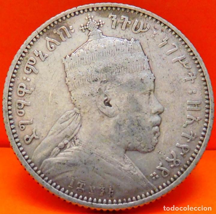 Old Coins of Africa: ETIOPIA, 1/4 BIRR, 1895. PLATA. MBC. (FA17)