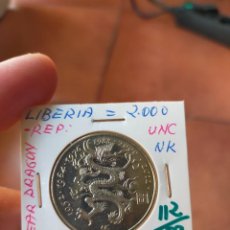 Monedas antiguas de África: MONEDA DE 5 CINCO DOLLARS DOLARES LIBERIA SIN CIRCULAR 2000 AÑO DEL DRAGON 112 87. Lote 264829604