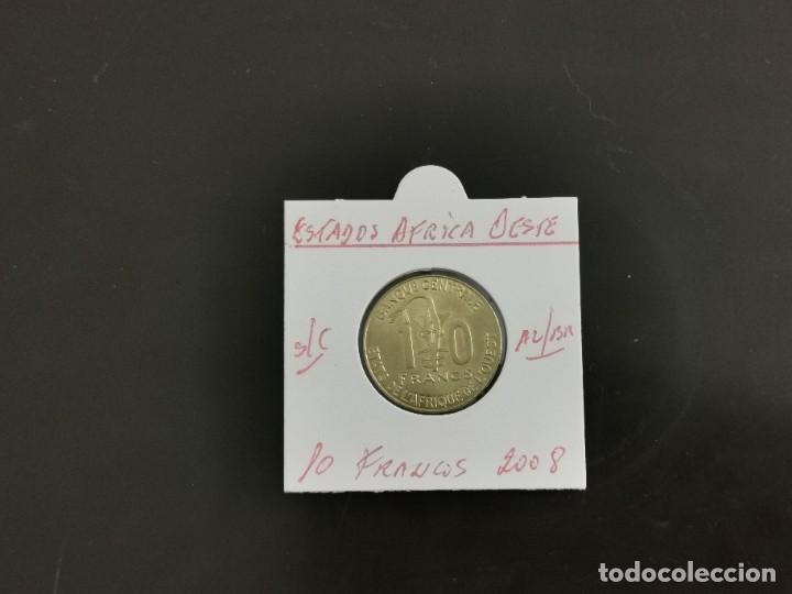 Moedas antigas de &Aacute;frica: ESTADOS AFRICA OESTE 10 FRANCOS 2008 S/C KM=10