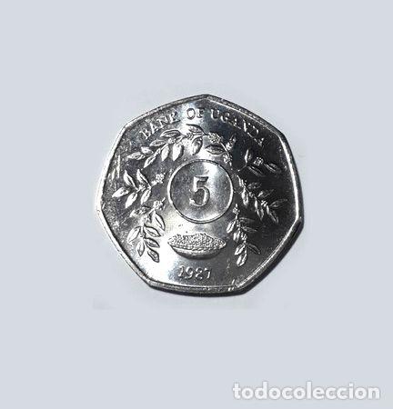 Monedas antiguas de &Aacute;frica: moneda de uganda sin circular 5 chelines 1987 - Foto 1