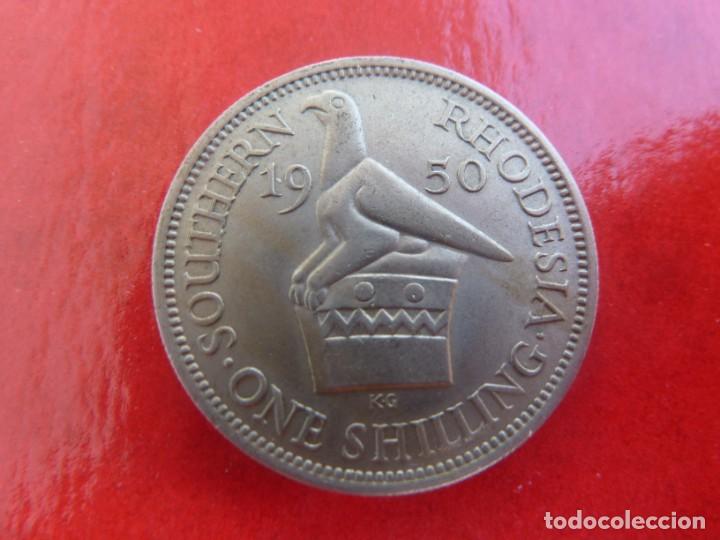 Moedas antigas de &Aacute;frica: RHODESIAM 1 SHILLINGS.1950 NIQUEL S/C