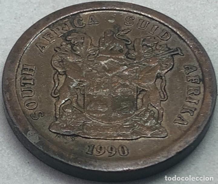 Monete antiche di Africa: Moneda 1990. 5 C&eacute;ntimos. Rep&uacute;blica de Sud&aacute;frica. KM 134. MBC.