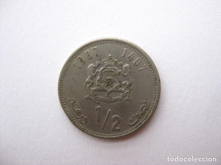 Monedas antiguas de &Aacute;frica: MONEDA MARRUECOS 1/2 DIRHAM 1987 - Foto 2