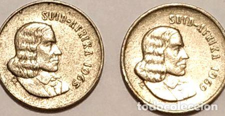 Monete antiche di Africa: lote 2 monedas 5 centavos sudafrica suid afrika 1965 y 1969