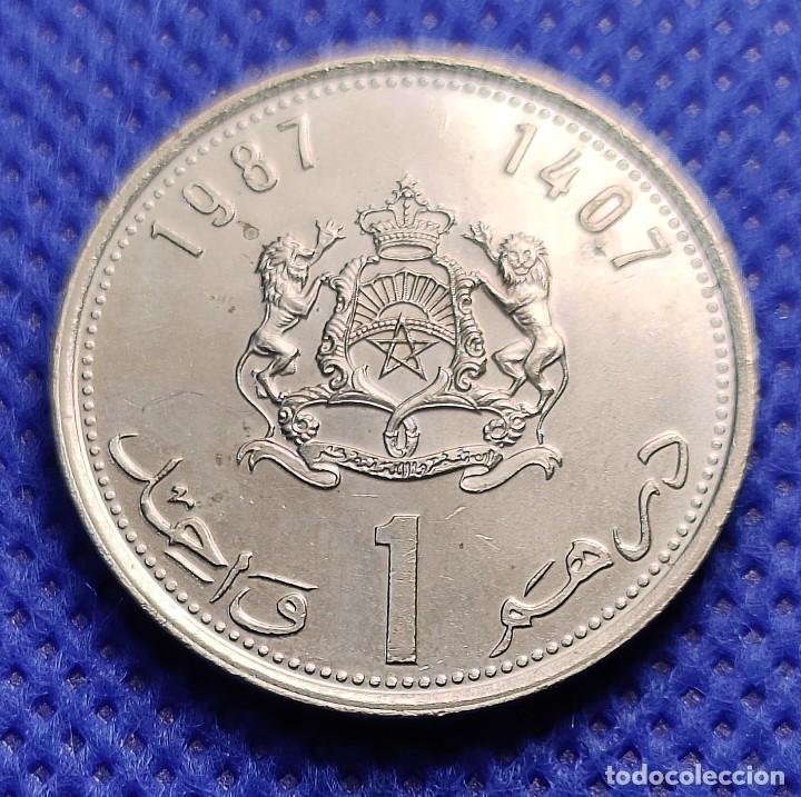 Monedas antiguas de &Aacute;frica: Marruecos 1 d&iacute;rham 1987 - Foto 1