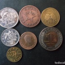 Monedas antiguas de África: CONJUNTO DE 7 MONEDAS DE GHANA DIFICILES AÑOS 70 A 2000. Lote 316242373