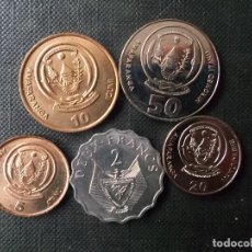 Monedas antiguas de África: CONJUNTO DE 5 MONEDAS DE RWANDA AÑOS 70 A 2000 DIFICILES. Lote 322998403
