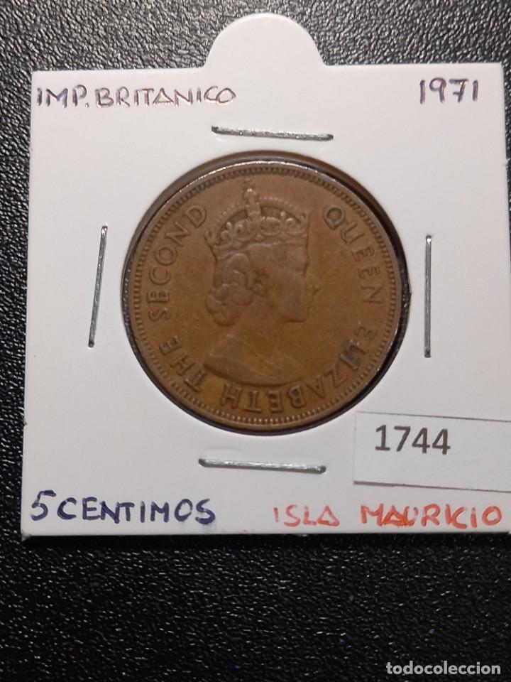 Monedas antiguas de &Aacute;frica: Mauricio 5 centavos 1971 - Foto 1
