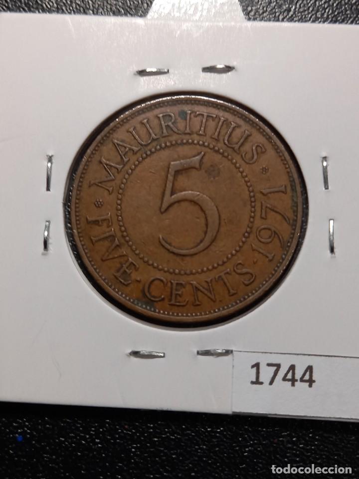 Monedas antiguas de &Aacute;frica: Mauricio 5 centavos 1971 - Foto 2