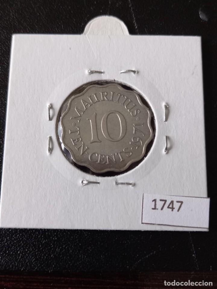 Monedas antiguas de &Aacute;frica: Mauricio 10 centavos 1971 - Foto 2