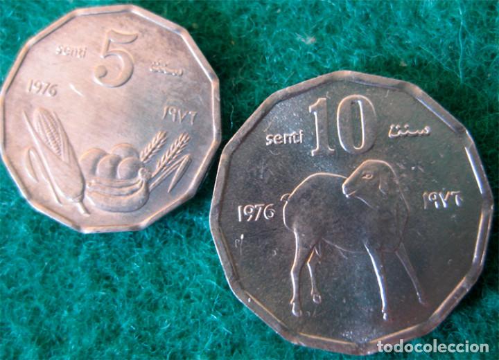 Monedas antiguas de &Aacute;frica: Somalia, Set de 2 monedas de 1976: 5 y 10 senti../ Sin Circular./ Las de la foto.