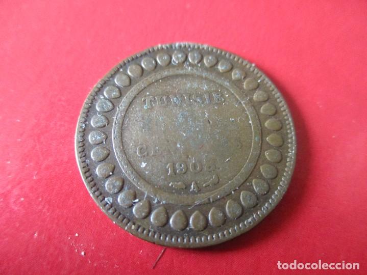 Monedas antiguas de &Aacute;frica: Tunisia. 5 centimos de 1908 - Foto 2