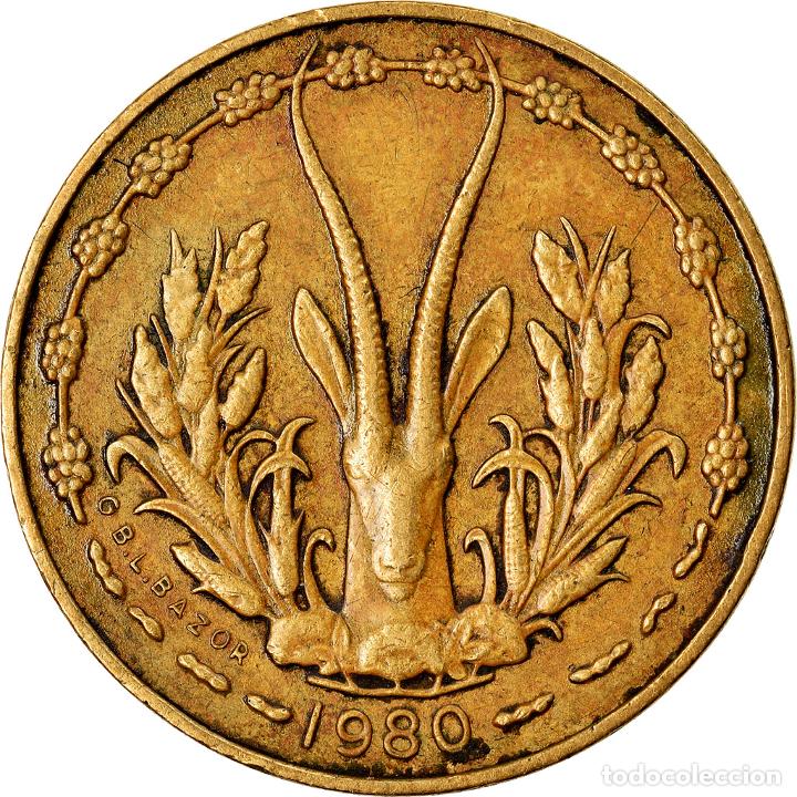 Monedas antiguas de &Aacute;frica: [#792947] Moneda, Estados del &Aacute;frica Occidental, 5 Francs, 1980, MBC, Aluminio - n&iacute;quel