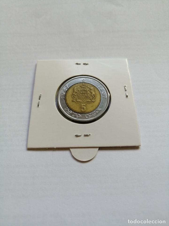 Monedas antiguas de &Aacute;frica: Marruecos 5 Dirhams 1987 - Foto 2